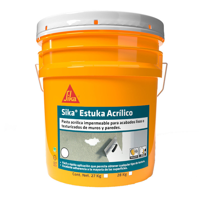 Sika Estuka Acrilico F Blanco Cubeta 27.5 Kg / 15.55 L - Home Fixers Mx